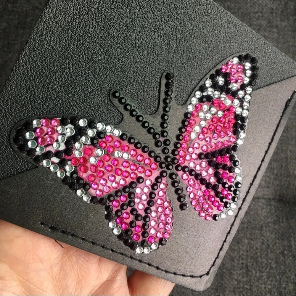 Diamond Art Butterfly Corner Bookmark, Colorful, Sparkly (PINK/BLACK) - Picture 7 of 17